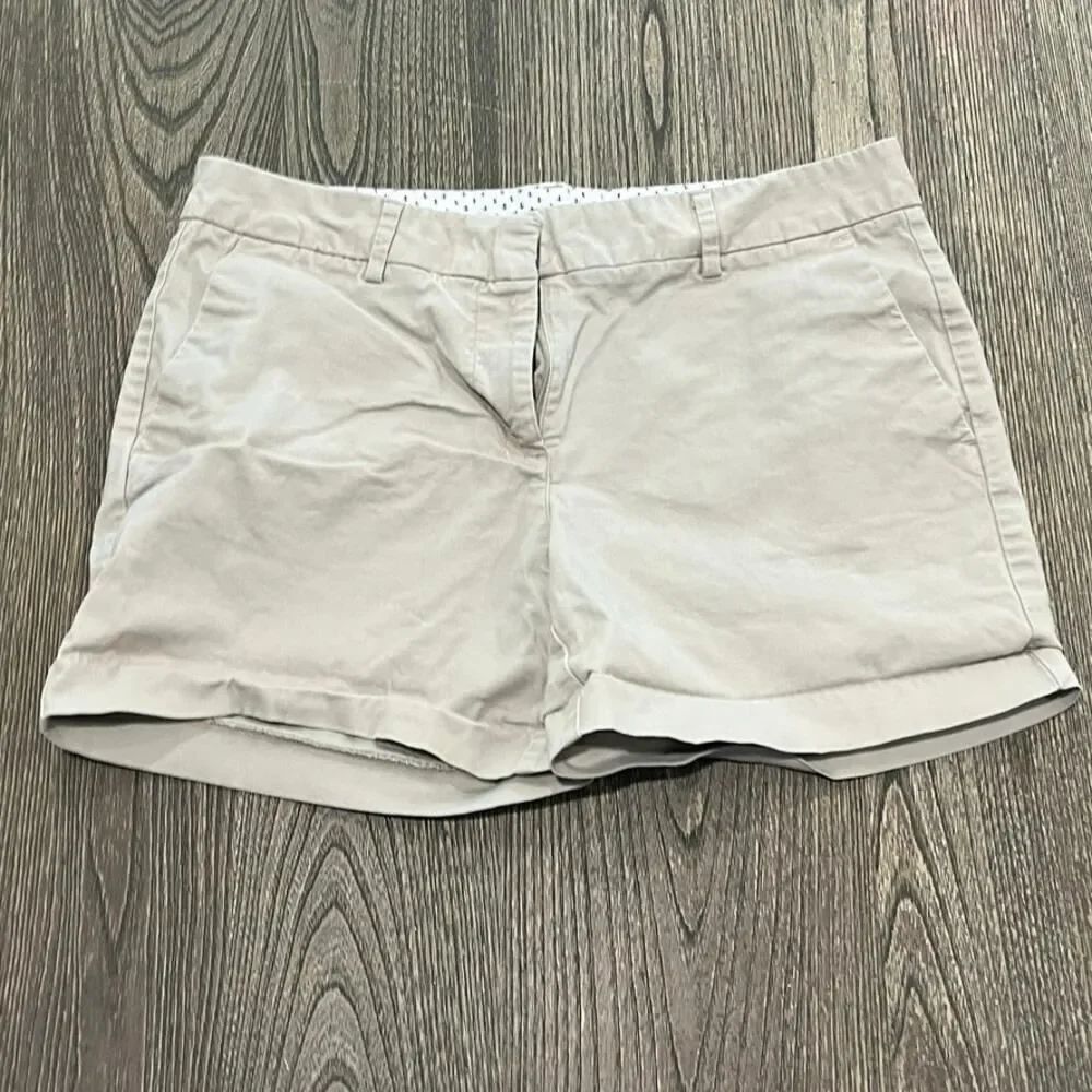Nautica Womens Bermuda Shorts Mid Rise Flat Front Stretch Pockets Khaki Sz 8